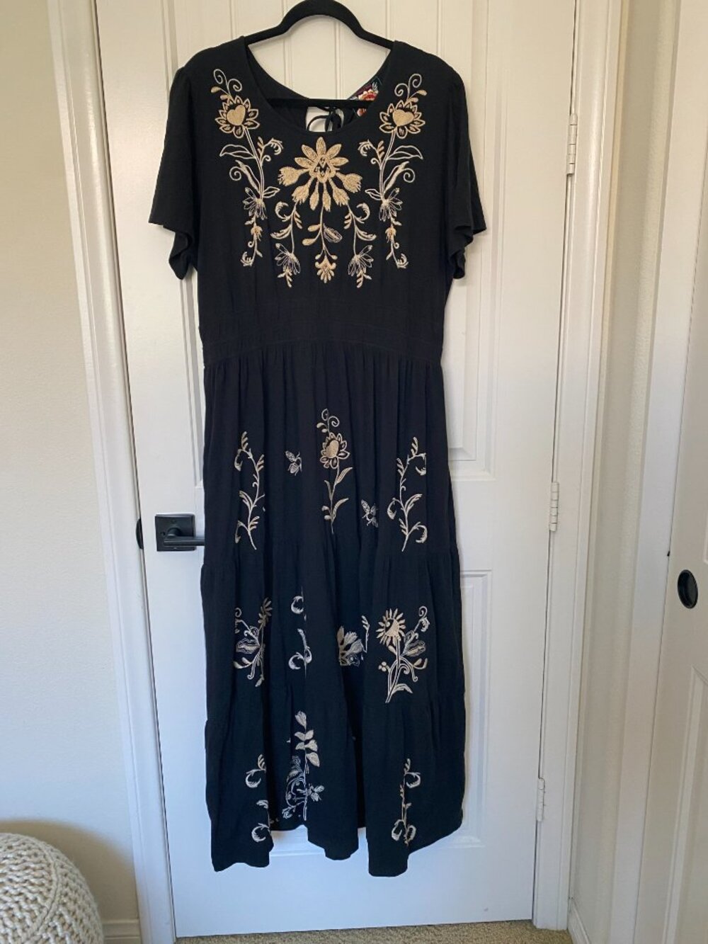 Johnny Was | Smocked Waist Tiered Maxi Dress in Black - Picture 4 of 12